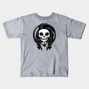 Florist Skull and Flower Black Logo Kids T-Shirt